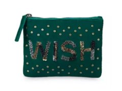 Color logo velvet zipper pouch