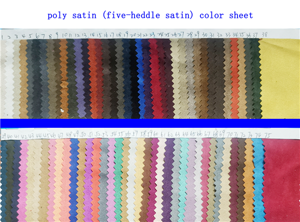 poly satin (five-heddle satin) color sheet